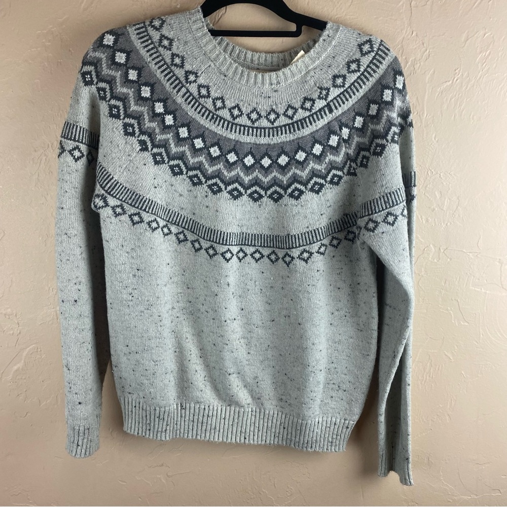 Weatherproof Vintage Gray Fair Isle Sweater Medium